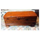 Ladies Broach Collection, Some With Matching Earrings In Carved Wood Jewelry Box