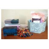 Jewelry Box Assortment, Jewelry Bags, And Assorted Necklaces And Earrings