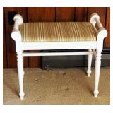 Painted Wood Vanity Stools With Upholstered Seats, Qty 2, 18" x 17" x 15" And 21" x 25" x 14"