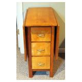 Hand Crafted Oak Drop Leaf Table With 3 Drawers, 29" x 48" x 28"