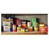 Collectible Automotive Tin Canisters, Casters Kit, Sunico Refrigeration Oil, Tube Repair Kit, Boric 