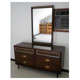 Vintage Bassett Furniture Industries Solid Wood 6-Drawer Dresser With Mirror, 73" x 54" x 18"