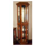 Lighted Mirrored 2-Door Curio Cabinet With Glass Shelves, 70.75" x 21" x 12"