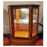 Lighted Mirrored Single Door Curio Cabinet, 29" x 28" x 12"