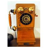Thomas Collectors Edition Reproduction Wall Phone, 18" x 11" x 7", And Vintage Rotary Phone