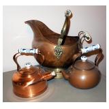 Copper Tea Pots, And Ash Pot