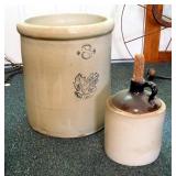 Western Stone Ware Co. 8 Gallon Crock, And 1 Gallon Stoneware Jug