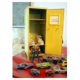 Vintage Metal Toy Tractor, Die Cast Cars, And Miniature Storage Locker