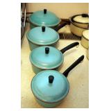 Vintage Club Aluminum Cookware In Turquoise, 8 Piece Set