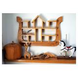 Hand Crafted Wood Carousel Horse, Humming Bird, Pumpkin And Ark Wall Self