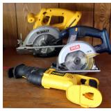 Dewalt Cordless Reciprocating Saw, 6.5" Circular Saw And Ryobi 5.5" Cordless Circular Saw