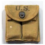 Metal Mags, Qty 4, Believed To Be For 7.62 Ammo, In Leather And Canvas Mag Pouches