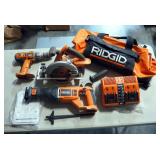 Ridgid Tool Set, Includes 1/2" Hammer Drill, Reciprocating Saw, Circular Saw And Charger (No Battery
