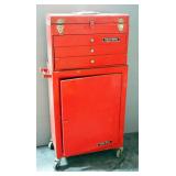 Test Rite 3 Drawer Tool Box On Rolling Cabinet, Contents Include Sockets, Plane, Stud Finder, Volt M