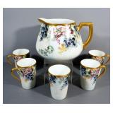 Hand Painted Pitcher And Cup Set, Signed By Artist J. H. Lathrop, Qty 6