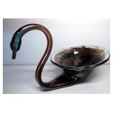 Art Glass Swan And Horse Head Planter Lamp