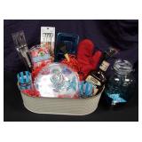 Big Bottle Of BBQ Sauce, Bottle of Pork Rub, Serving Tray, Sauce Tray, Grill Mitt, 2 Tumblers, Picni