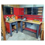 Sears 2-Drawer, Steel Framed, Corner Work Center With Overhead Cabinets, 68" x 72" x 48"