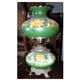 Gone With The Wind Painted Porcelain Electric Parlor Lamp, 25" Tall