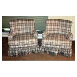 Upholstered Arm Chairs With Ruffled Skirts, Qty 2, 30" X 30" X 32"
