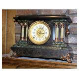 Antique Seth Thomas Mantel Clock With Key Adam Antine, Movement # 119, II Jewels Size 6, 11" X 17" X