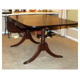 Duncan Phyfe Styled Drop Leaf Dining Table With Brass Feet And One Leaf, 30" X 70" X 38"