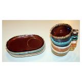 Vintage Hull Oven Proof Soup Mugs With Matching Sandwich Plates, 4 Sets