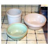 Stoneware Mixing Bowls And Quart Size Crocks Qty 3