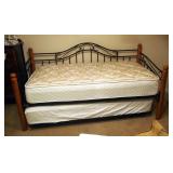 Wood And Metal Framed Twin Size Trundle Day Bed, Mattresses Included, 40" x 82" x 38"
