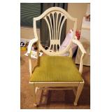 Painted Wood Arm Chair With Upholstered Seat, 38" x 21" x 20