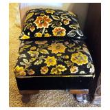 Upholstered Foot Stool, 11" x 20" x 15", With Matching Throw Pillow