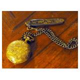 Arnex 17 Jewel Pocket Watch With Matching Pocket Knife