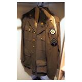 Vintage Army Dress Uniform Size 14-32, Includes, Shirt, Pants, Tie, Belt, And Jacket, Dress Uniform 