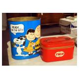 Vintage TWA Tote And Tin Snoopy Waste Can
