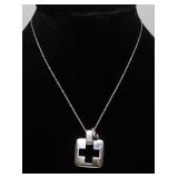 Tiffany Sterling Silver Necklace, 16" Long, With 2 Tiffany Sterling Silver Pendants, Heart And Plus 