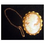 Cameo Pin With 10K Gold Trim