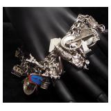 Sterling Silver Bracelet With Numerous Charms, Many Sterling, Approx 178.8 g Total Weight