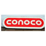 Conoco Double-Sided Fiberglass Gas Station Sign With Metal Frame, Approx 35" High x 120" Wide