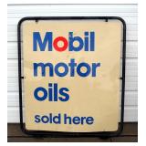 Mobil Motor Oils Double-Sided Metal Sign In Steel Tube Frame