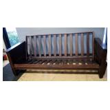 Futon With Slat Back And Bottom And Side Arm Compartments (No Mattress), Approx 87" Long