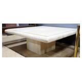 Stone Coffee Table On Pedestal, 16" High x 43" Wide x 43" Deep
