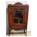 Antique China Cabinet With Glass Door And Lower Drawer, Dovetail Construction, 68.5
