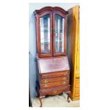 Secretary Curio, 2 Adjustable Glass Shelves, 4 Drawers, Mirrored Back, Illuminated, Powers On