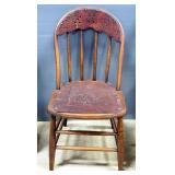 Side Chair With Spindle Back And Leather Covered Seat