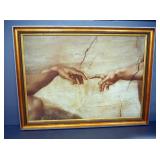Michelangelo (Italian, 1475-1564) "Creation Of Adam" Detail Print, Framed, 61" W x 46" H