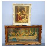 Variant Of da Vinci "The Last Supper", Framed Under Glass, 35" W x 19" H, And Charles Bosseron Chamb
