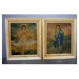 "Blue Boy" After Gainsborough And "Pinkie" After Lawrence, Prints On Board, Framed, 21" W x 25" H