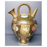 Cloisonne Style Pitcher With Conical And Flared Spouts