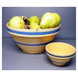 Ceramic Bowls With Pinecones And Fake Fruit