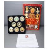 Tudor Commemorative Series 24K Gold-Finished Medallions Commemorating Henry VIII And His 6 Wives (8 